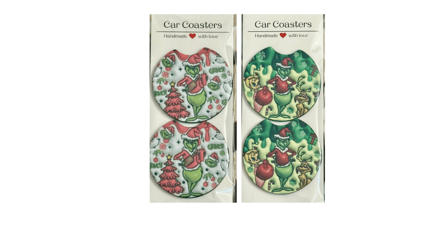 Car coaster Set Pink or Green Grinch - Graced By The South