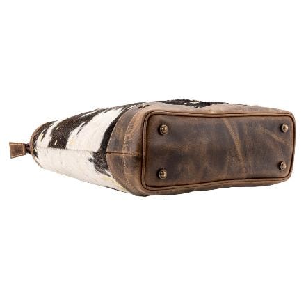 Sixtease Cola/Gold Cowhide Leather Hairon Tote Bag Purse