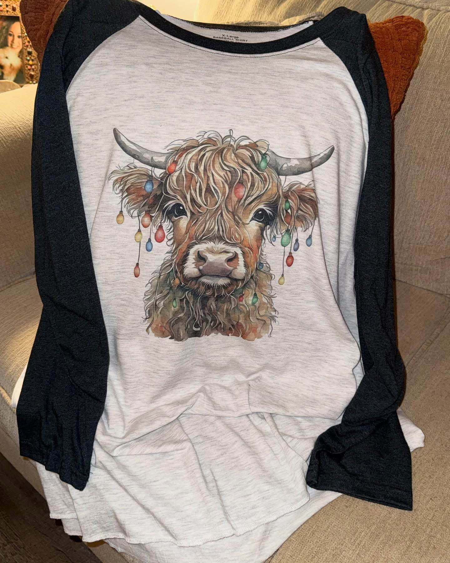 Christmas Cow Baseball Jersey - Graced By The South