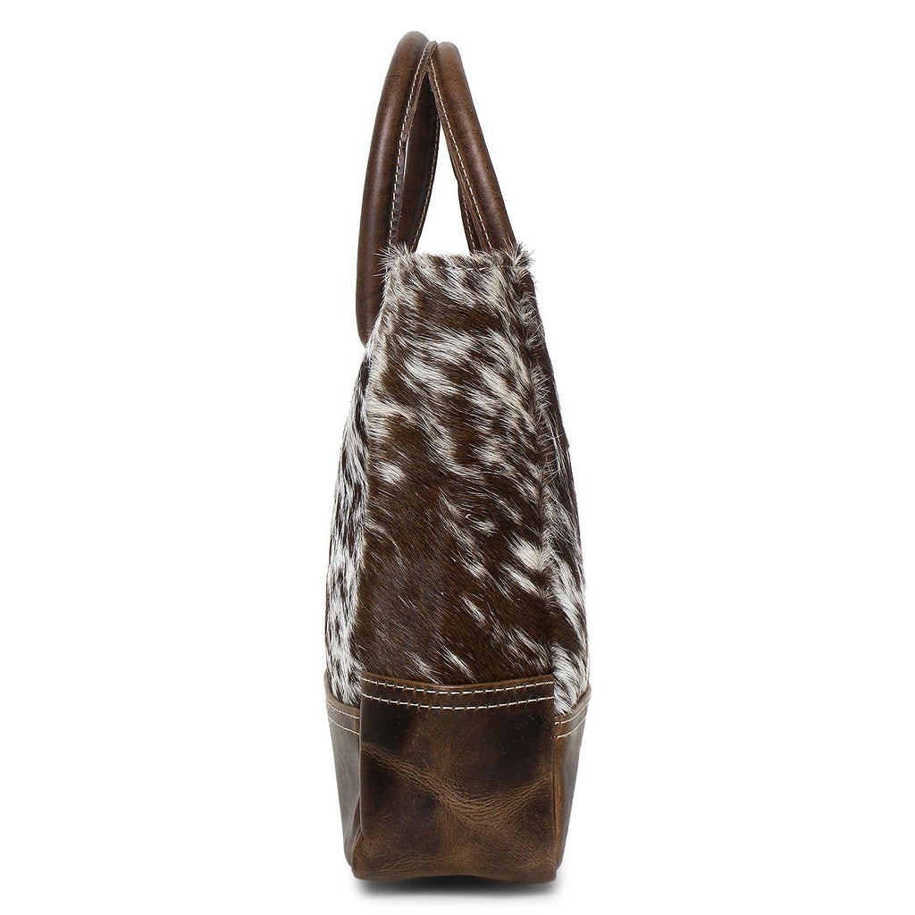 Sixtease Vendywow/WT Brown Cowhide Leather Hairon Tote Bag Purse