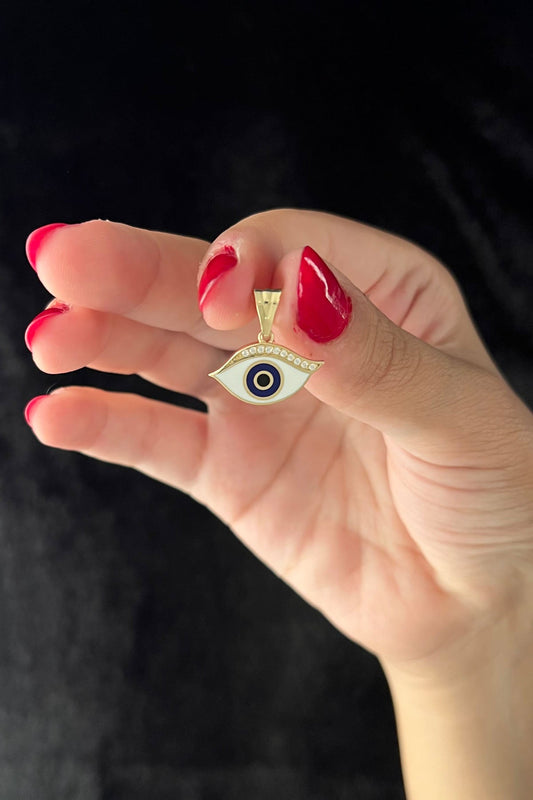 14ct Gold Navy Blue Evil Eye Charm