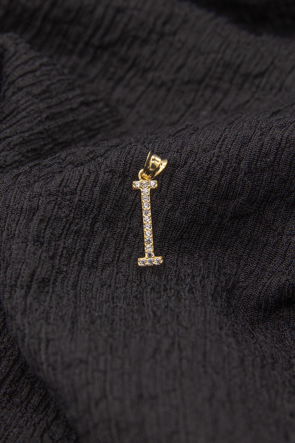 14ct Gold Stone I Letter Charm