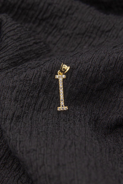 14ct Gold Stone I Letter Charm