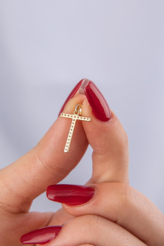 14ct Gold Stone T Letter Charm