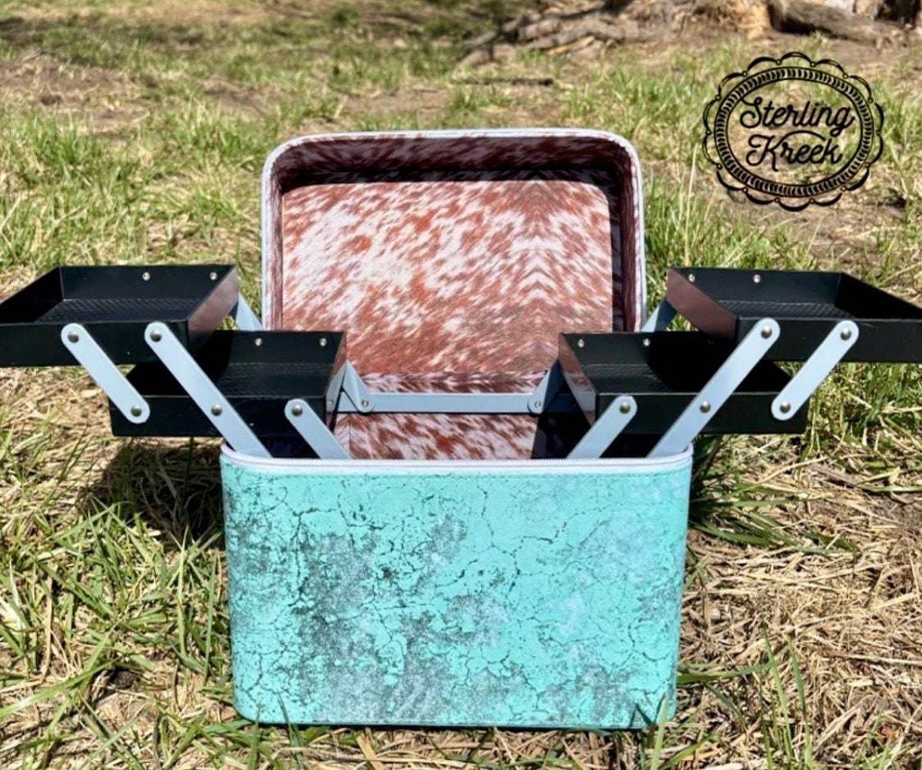 Turquoise Herd Makeup Box Caboodle Case Jewelry Box - Graced By The South
