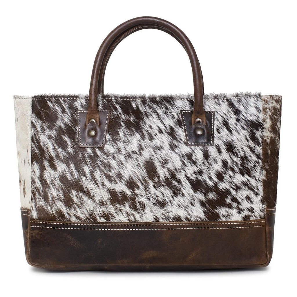 Sixtease Vendywow/WT Brown Cowhide Leather Hairon Tote Bag Purse