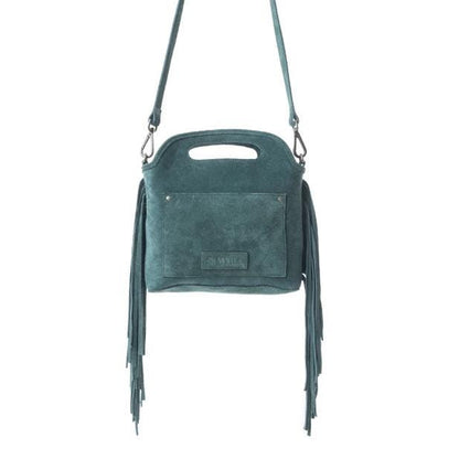 Myra Bag Electric Dessert Tooled Bag Fringe Green