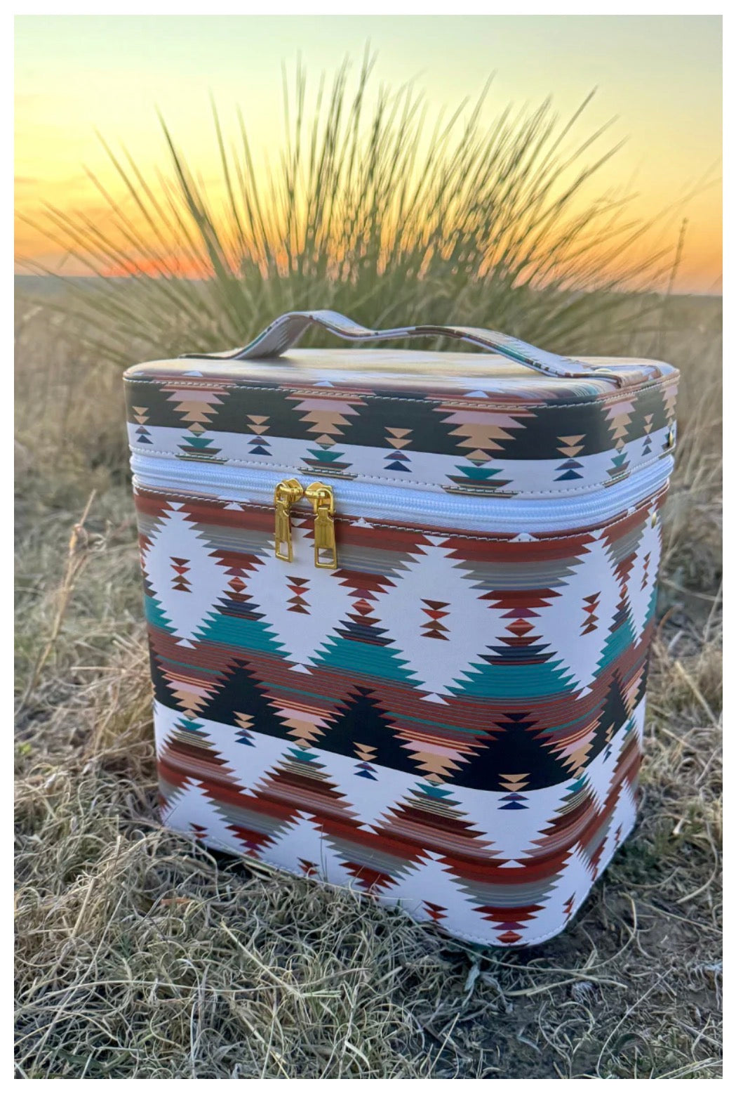 Wild Plains Caddy Box Makeup Kaboodle Caboodle Case Jewelry Box by Sterling Kreek