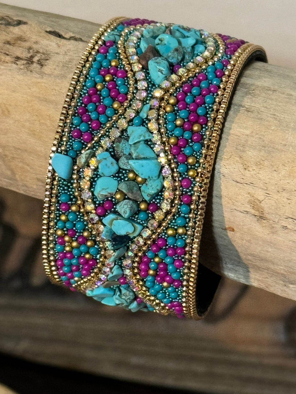 Beaded Cuff Bracelet with Magnetic Clasp - Graced By The South
