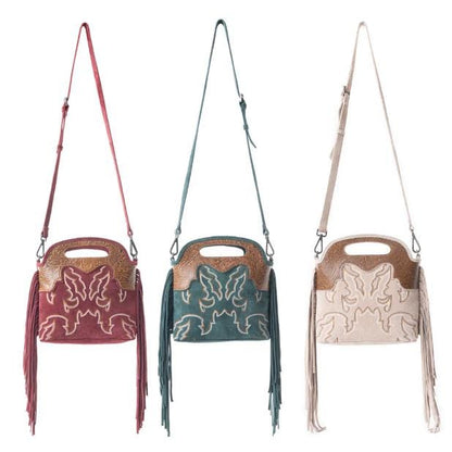 Myra Bag Electric Dessert Tooled Bag Fringe Red/Burgundy