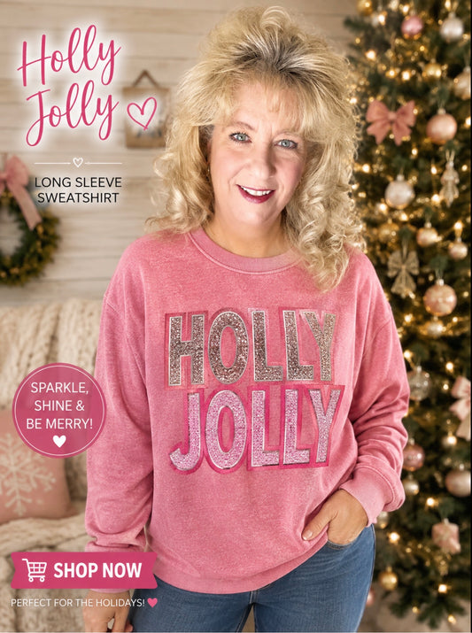 Holly Jolly Pink acid wash Christmas Sweatshirt