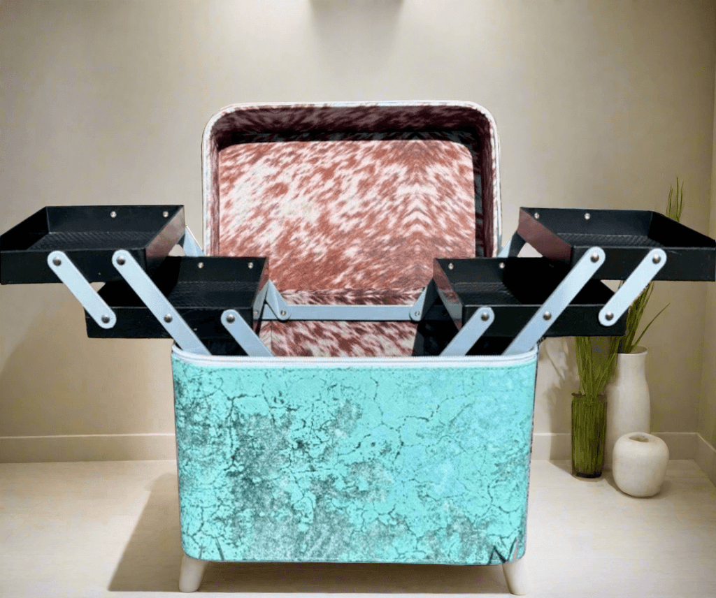 Turquoise Herd Makeup Box Caboodle Case Jewelry Box - Graced By The South