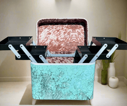 Turquoise Herd Makeup Box Caboodle Case Jewelry Box - Graced By The South