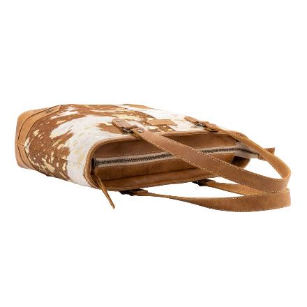 Sixtease Tan/ Gold Cowhide Leather Hairon Tote Bag Purse