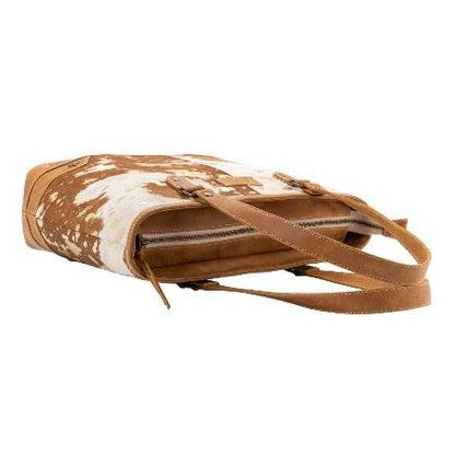 Sixtease Tan/ Gold Cowhide Leather Hairon Tote Bag Purse