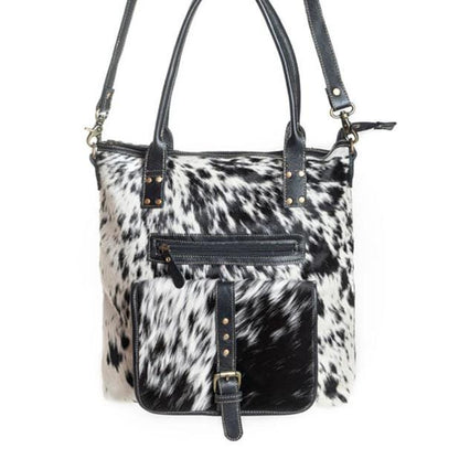 Myra Bag Mesa Maverick Leather Hairon Bag Black and White