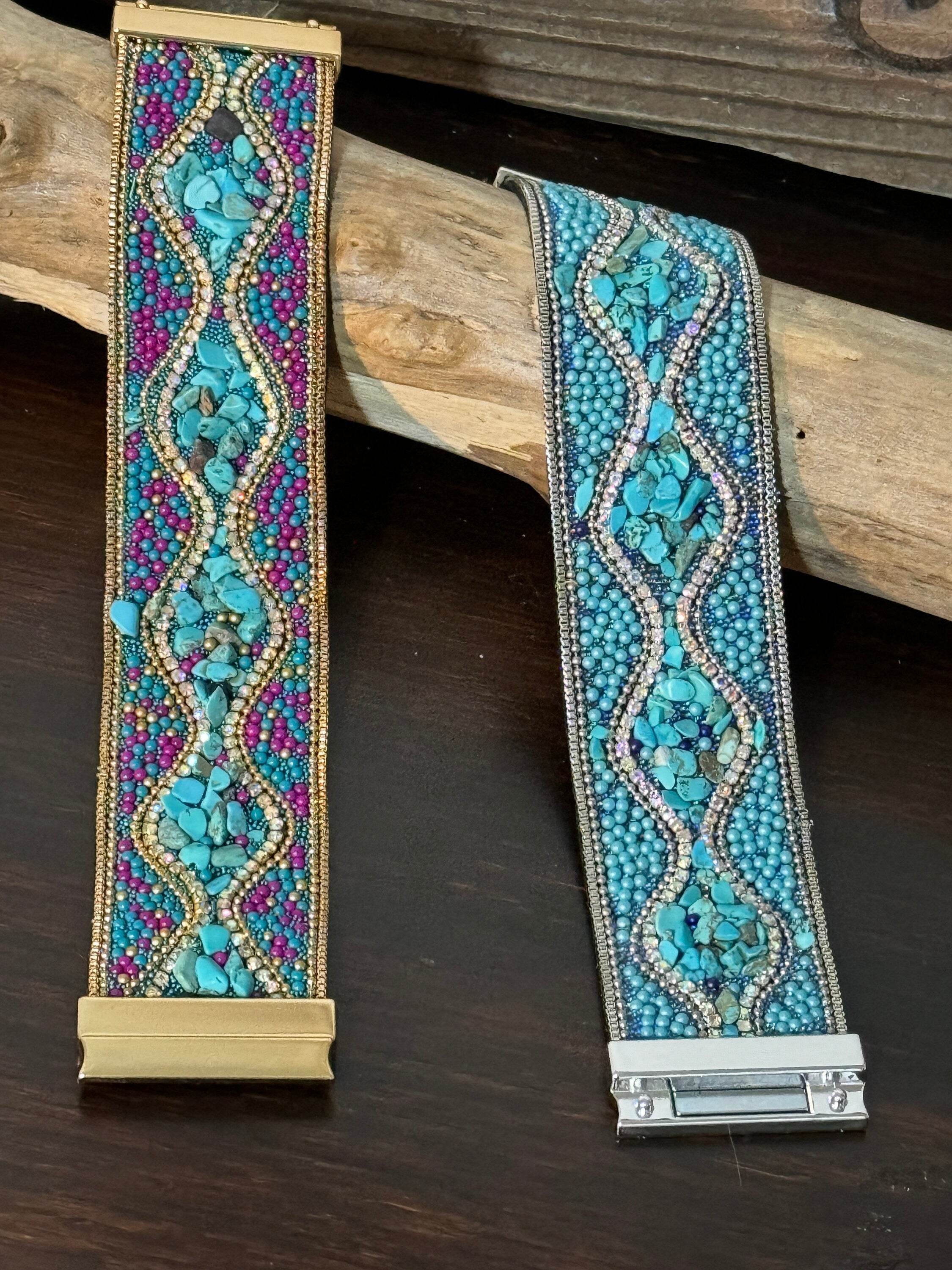 Beaded Cuff Bracelet with Magnetic Clasp - Graced By The South