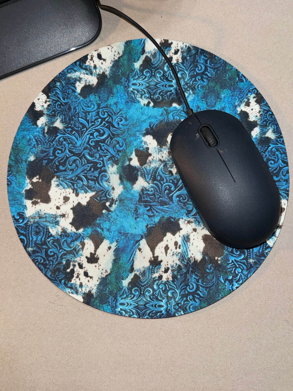 Blue Western Cowprint Mousepad - Graced By The South