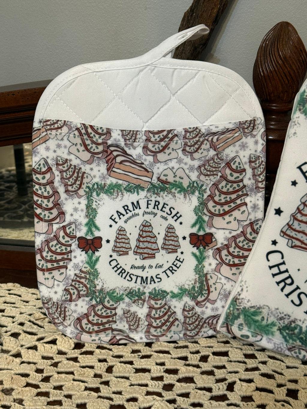 Blank Kitchen Oven Mitt and Pot Holder Set