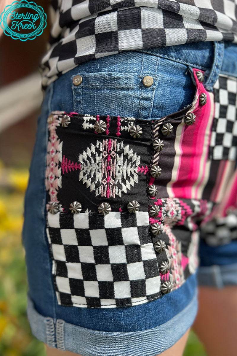 Patched Up Shorts by Sterling Kreek Checked - Graced By The South