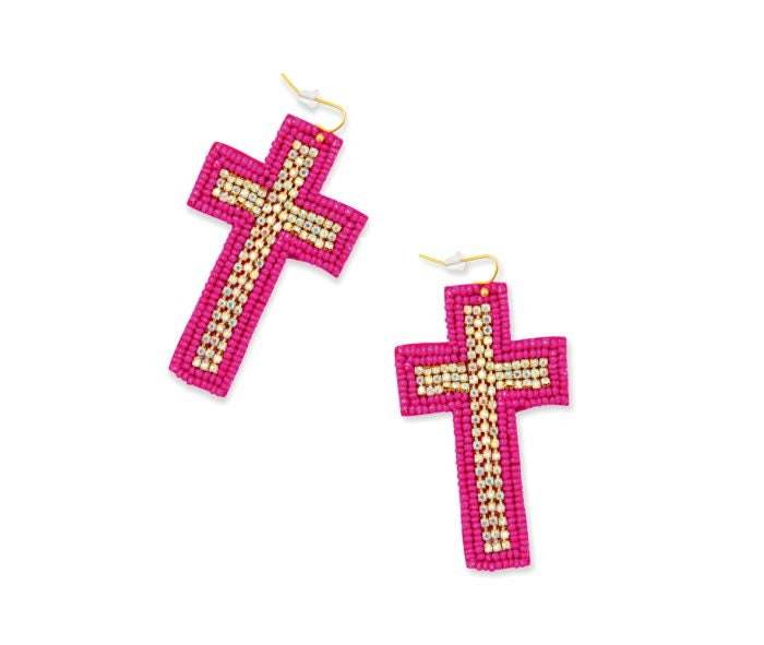 Beaded Cross Dangle Earrings by Myra Bag - Graced By The South