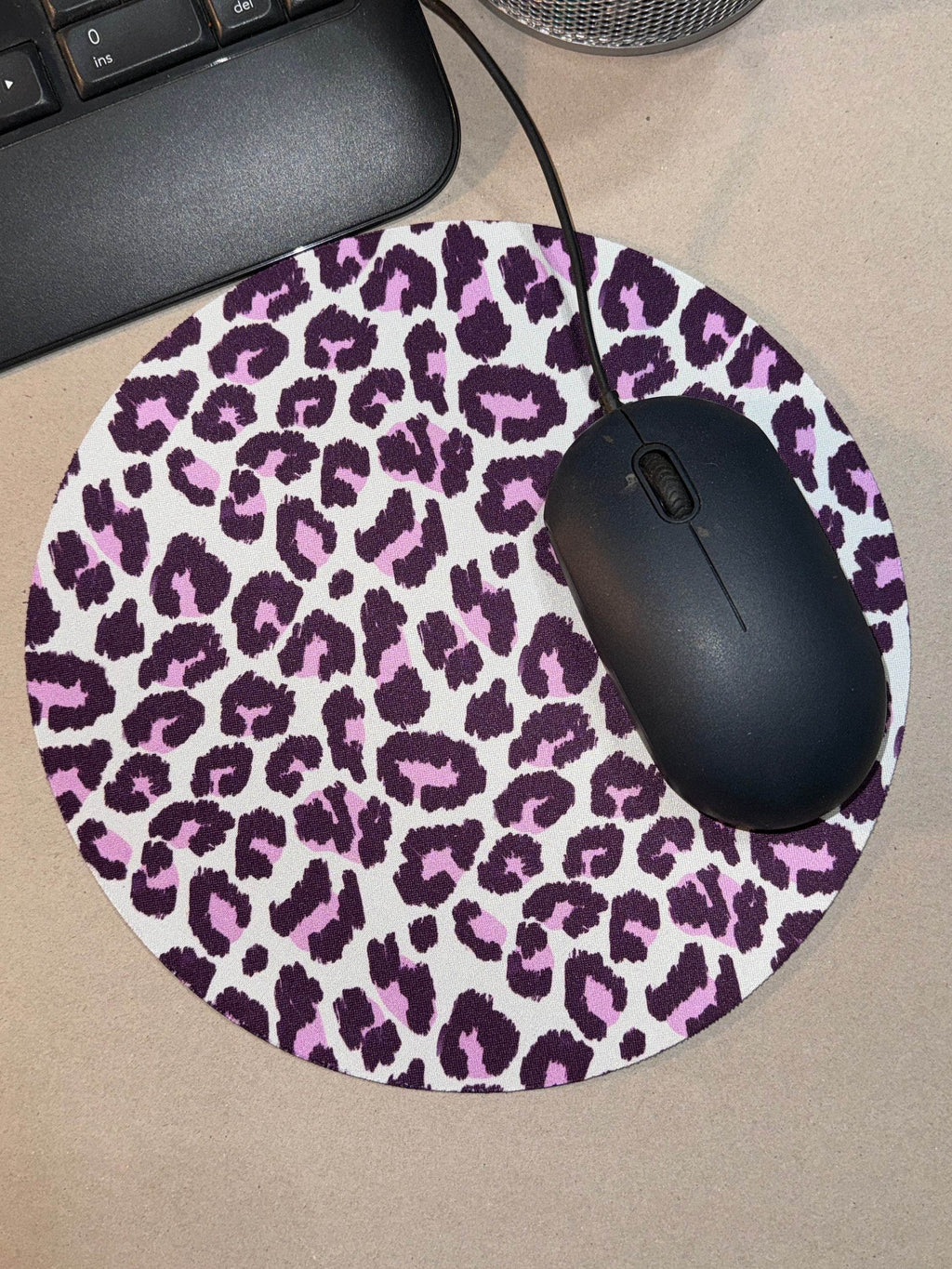 Round pink Leopard Mousepad - Graced By The South