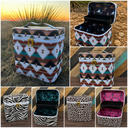 Wild Plains Caddy Box Makeup Kaboodle Caboodle Case Jewelry Box by Sterling Kreek