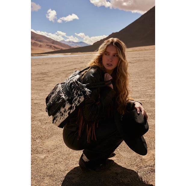 Myra Bag Mesa Maverick Leather Hairon Bag Black and White