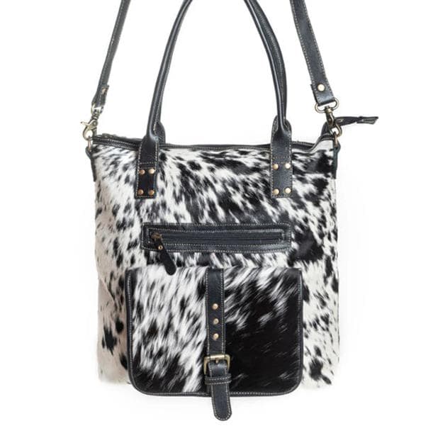 Myra Bag Mesa Maverick Leather Hairon Bag Black and White