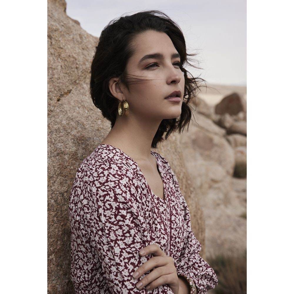 Bundled Sun Rays Gold Tone Earrings by Myra Bag - Graced By The South