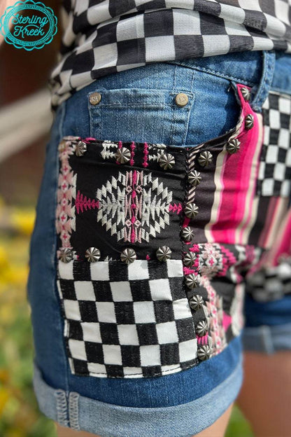 Patched Up Shorts by Sterling Kreek Checked - Graced By The South