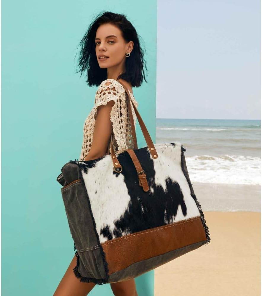 Myra Bags MYRAS3332 Matty Affair Canvas & Hairon Bag - Graced By The South