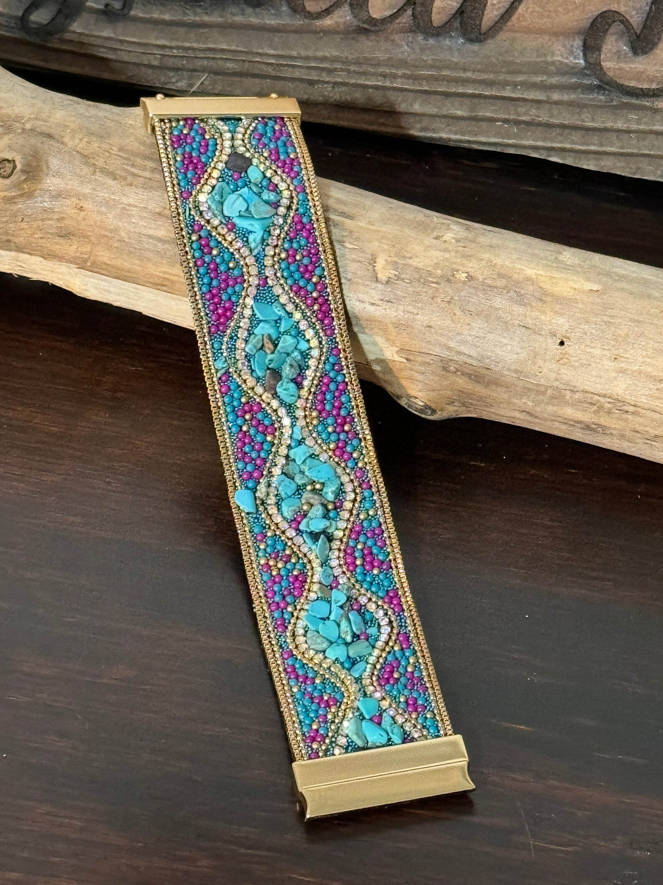 Beaded Cuff Bracelet with Magnetic Clasp - Graced By The South