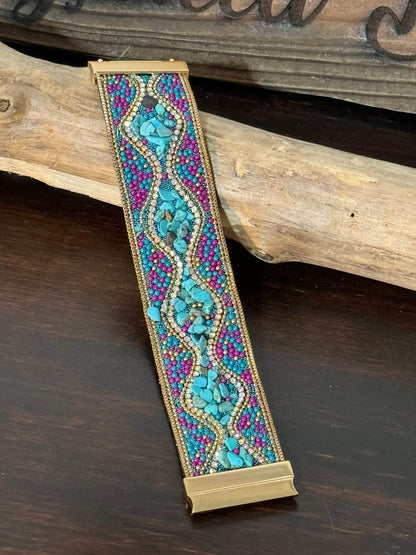 Beaded Cuff Bracelet with Magnetic Clasp - Graced By The South