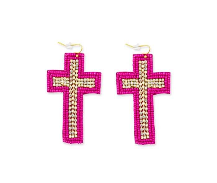 Beaded Cross Dangle Earrings by Myra Bag - Graced By The South