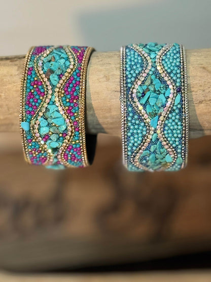 Beaded Cuff Bracelet with Magnetic Clasp - Graced By The South