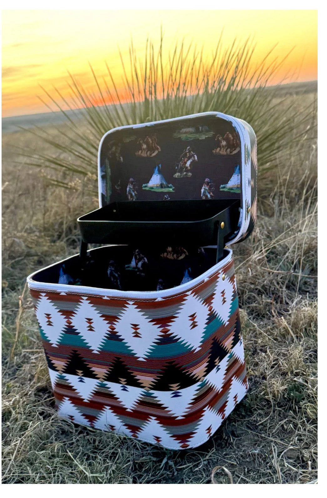 Wild Plains Caddy Box Makeup Kaboodle Caboodle Case Jewelry Box by Sterling Kreek