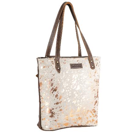 Sixtease Rose Gold Cowhide Leather Hairon Tote Bag Purse