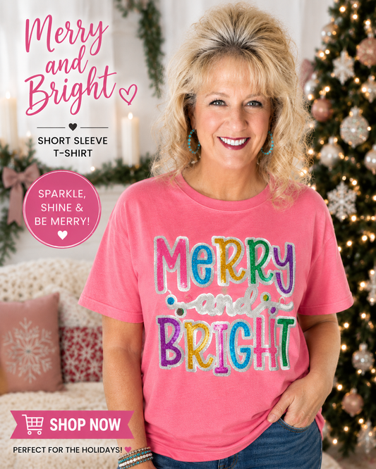 Merry and Bright Christmas Short Sleeve T-shirt