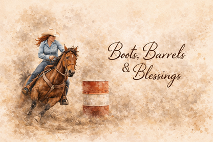 Boots, Barells and Blessings tumbler 20 oz Dpuble Walled Cleaning brush and Straw gift boxes Blonde, Brown or red hair options