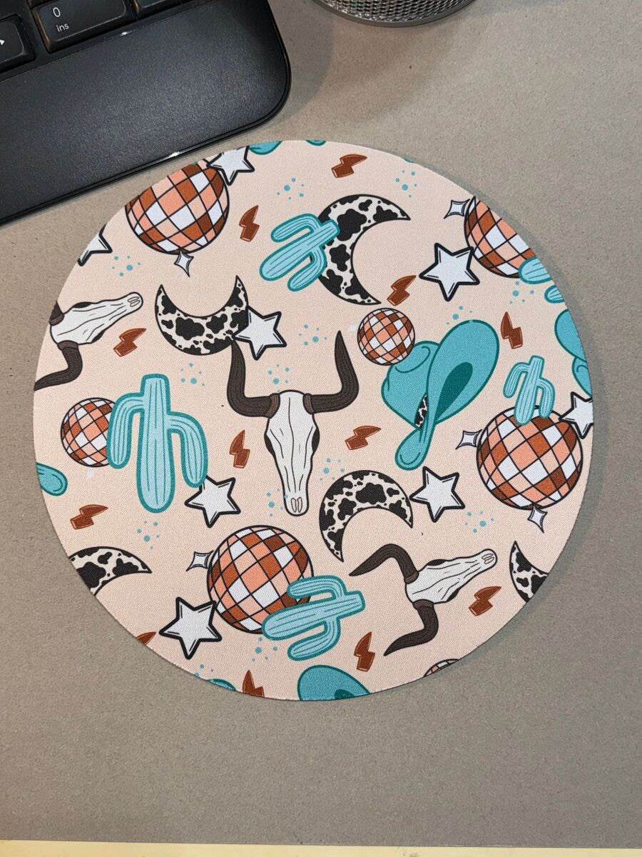 Steer Skull cactus Cowboy Hat Western Mousepad - Graced By The South