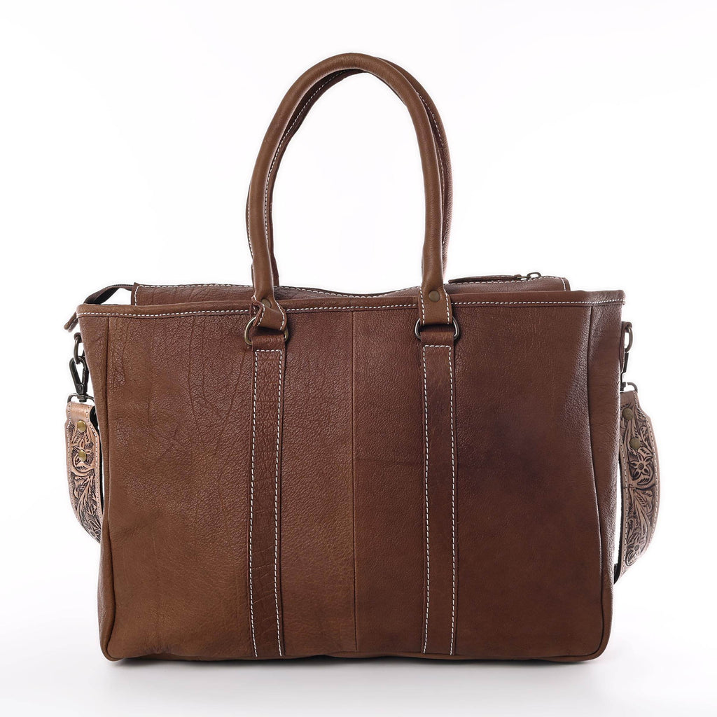 Western Cowhide Hairon Leather Tote Bag for Women With Adjustable Tooled Shoulder Strap Leather Purse - Graced By The South