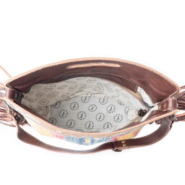 Myra Bag Blue Stream Hand Tooled Bag Fringe