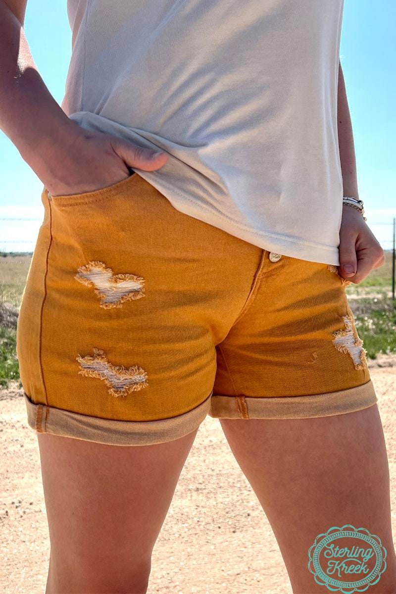 Tennessee Walking Shorts by Sterling Kreek Mustard - Graced By The South