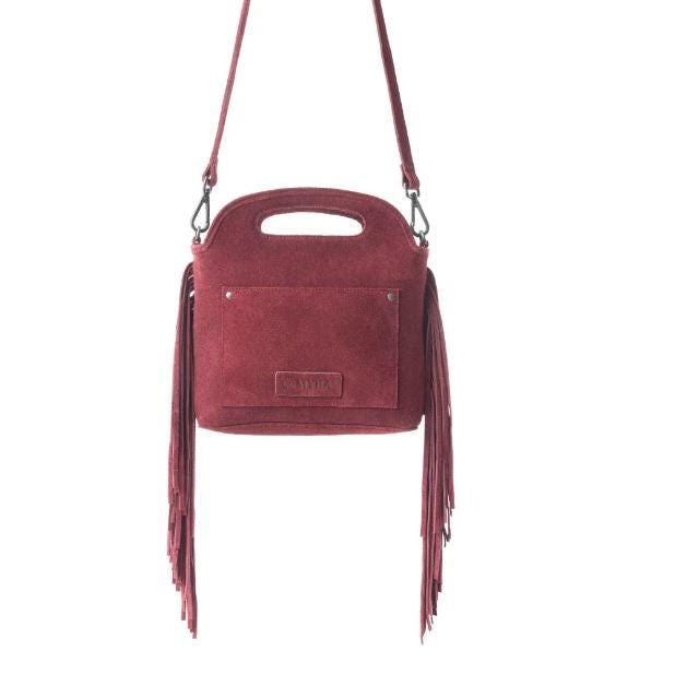 Myra Bag Electric Dessert Tooled Bag Fringe Red/Burgundy