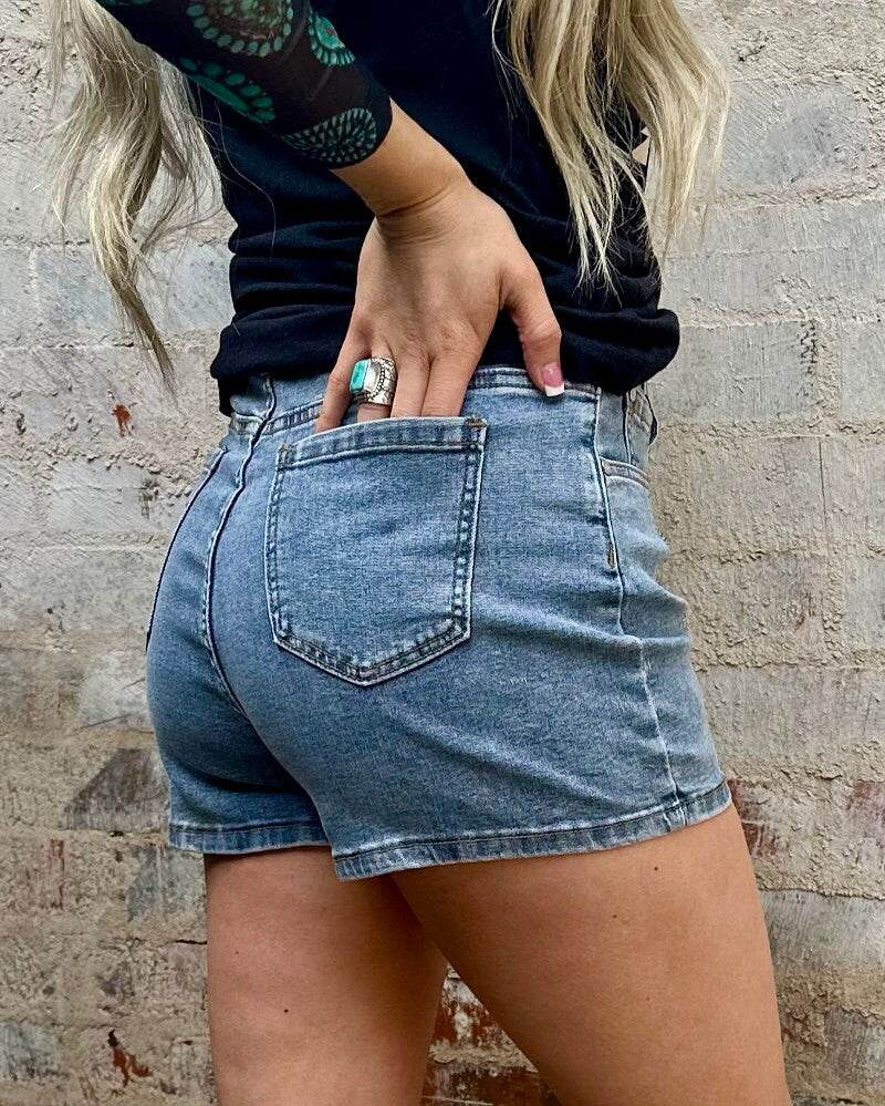 Diamond in the South Sparkle Denim Shorts - Graced By The South