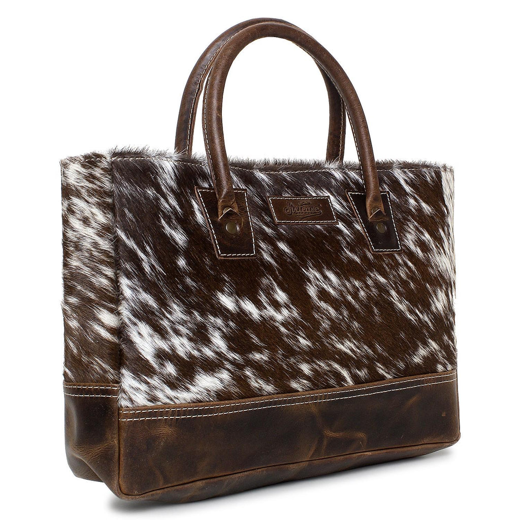 Sixtease Vendywow/WT Brown Cowhide Leather Hairon Tote Bag Purse