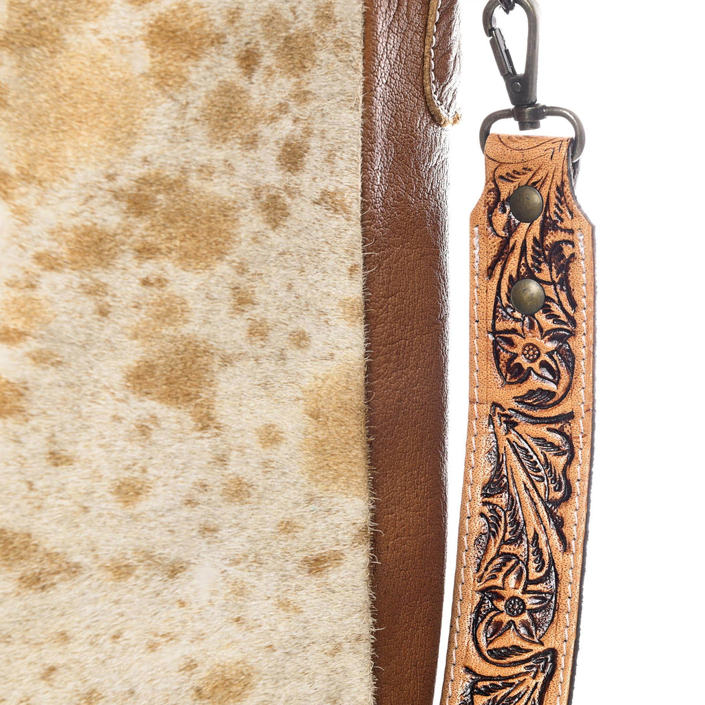 Western Cowhide Hairon Leather Tote Bag for Women With Adjustable Tooled Shoulder Strap Leather Purse - Graced By The South