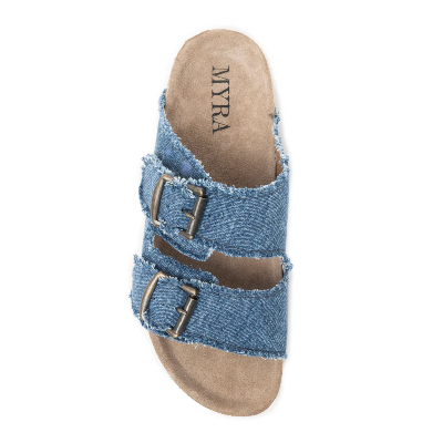 Blue Ridge Denim Sandals In Dusty Indigo Myra Bag Sandals Slip On