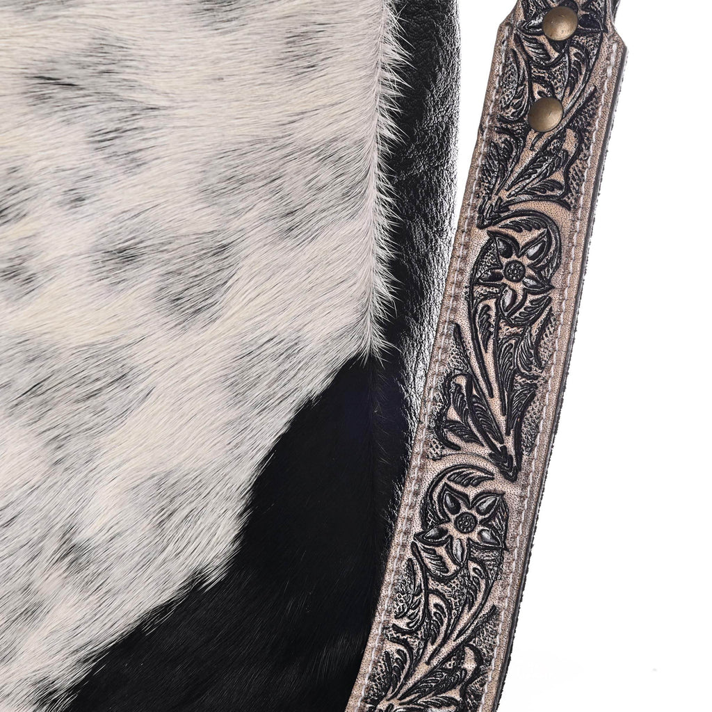 Western Cowhide Hairon Leather Tote Bag for Women With Adjustable Tooled Shoulder Strap Leather Purse - Graced By The South